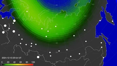 карта прогноза полярных сияний 20 января 2026