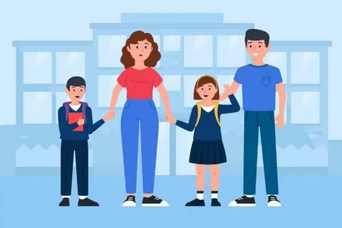 родитель с ребёнком в школе