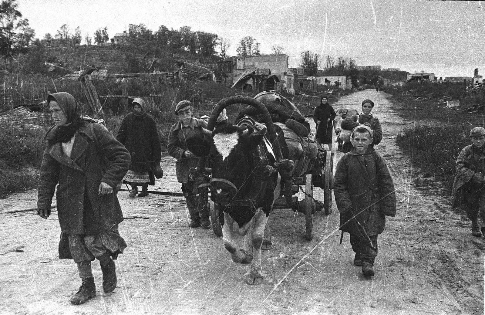 эвакуация жителей Дорогобужа после атаки