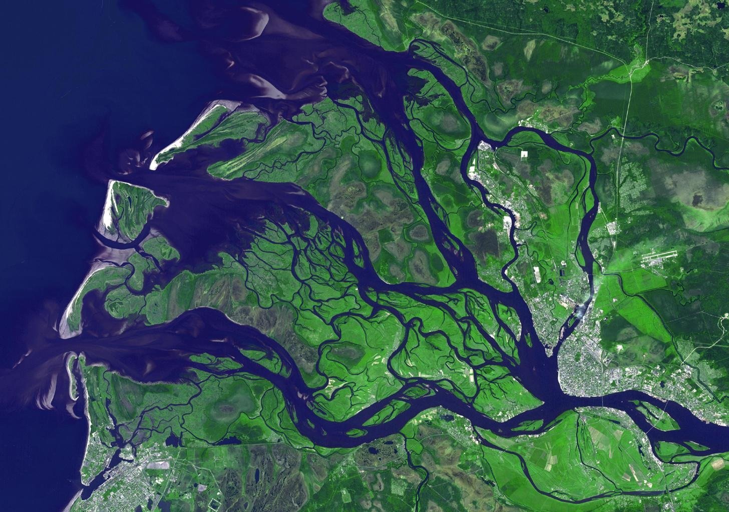 дельта реки из космоса Landsat