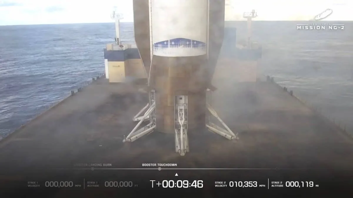 посадка первой ступени New Glenn на droneship