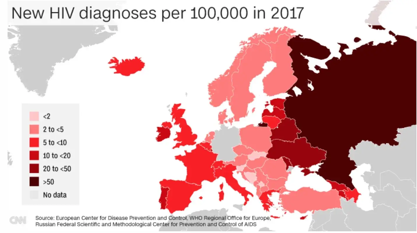 карта ВИЧ-пораженности по регионам