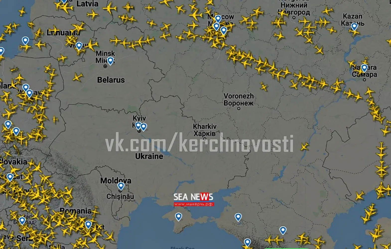 закрытое воздушное пространство над Москвой