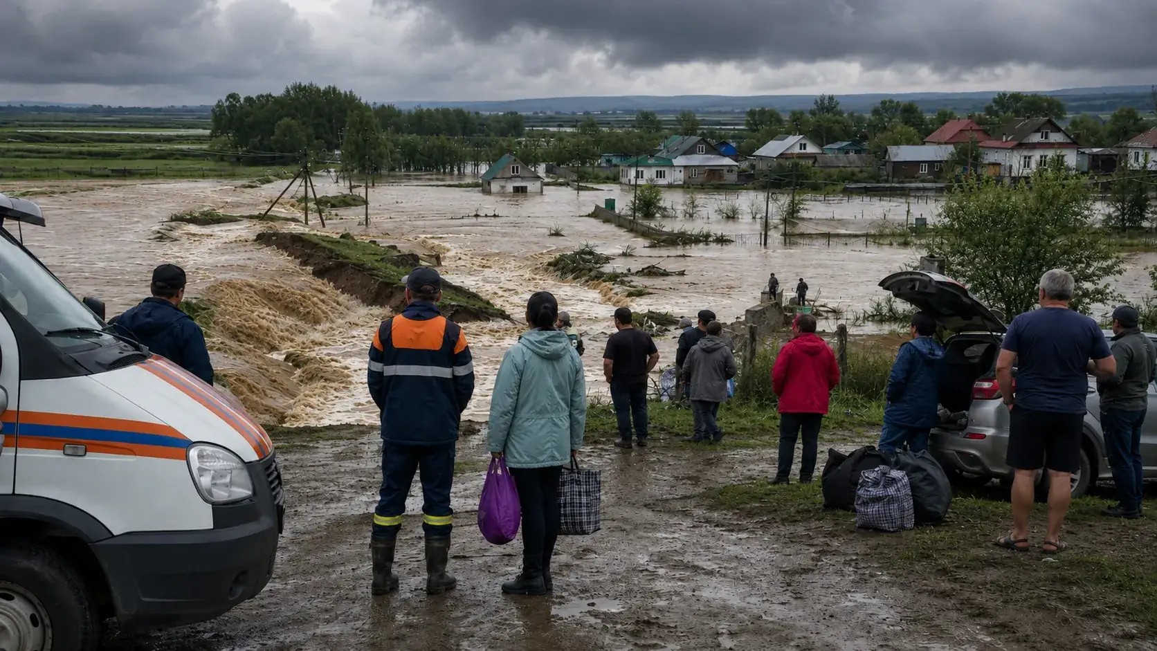 спасатели откачивают воду в Крымском районе