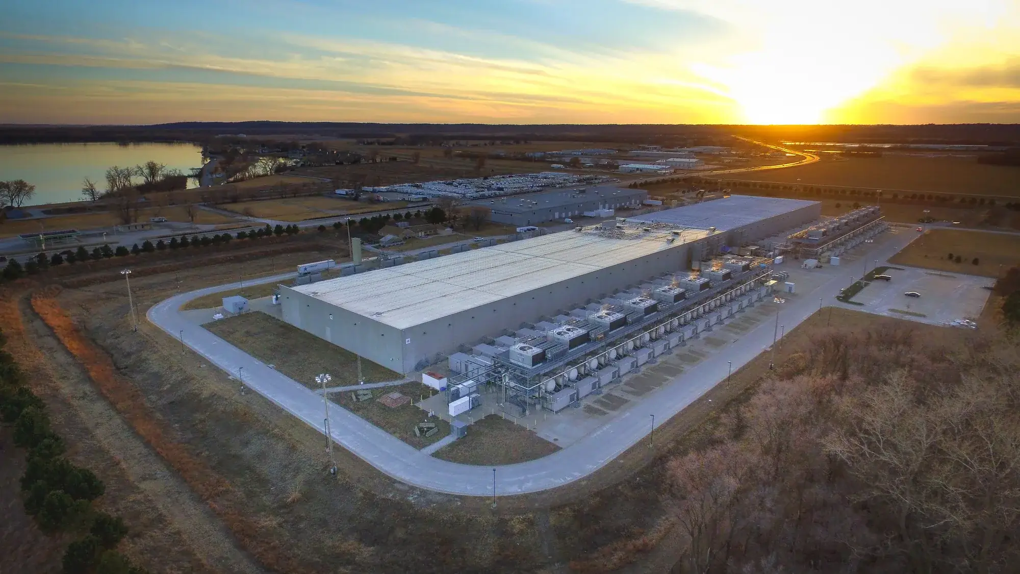 hyperscale data center construction site aerial view