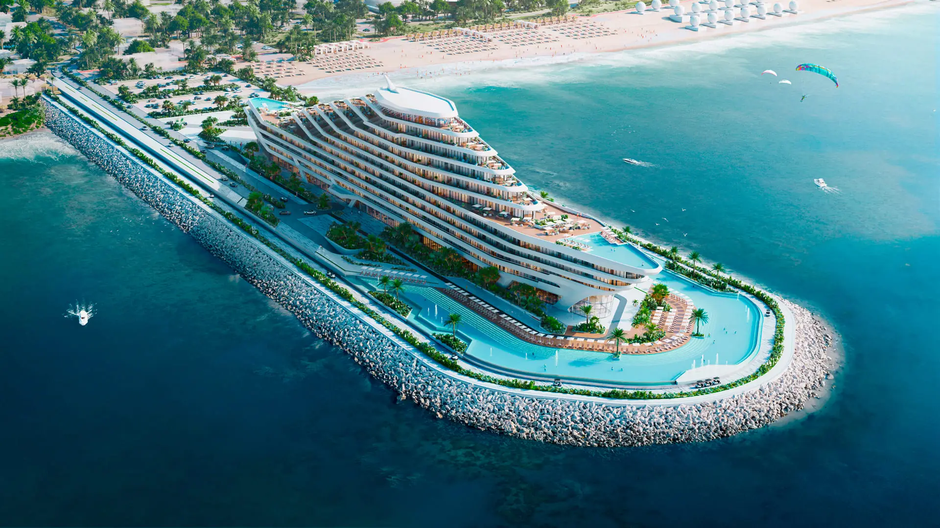Sea Breeze Resort Baku aerial view Caspian sea