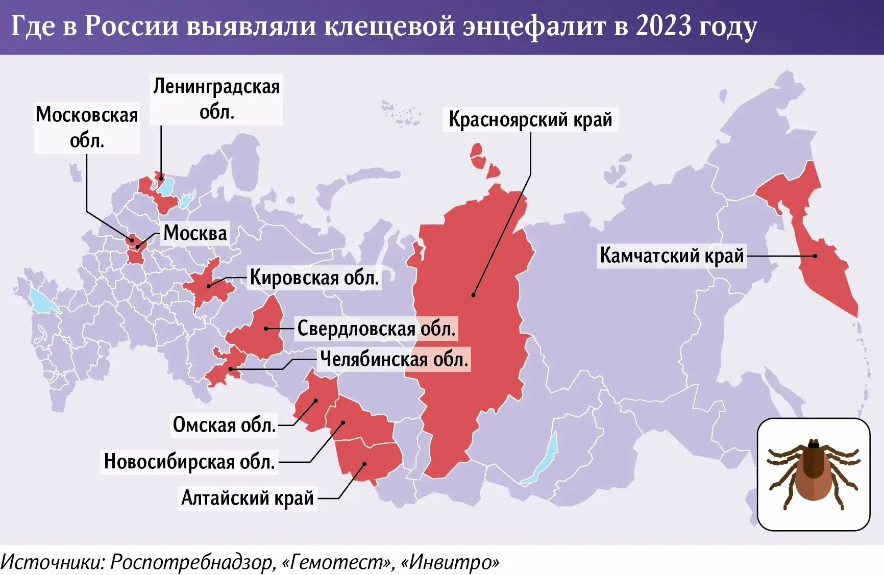 клещи Красноярский край статистика 2026
