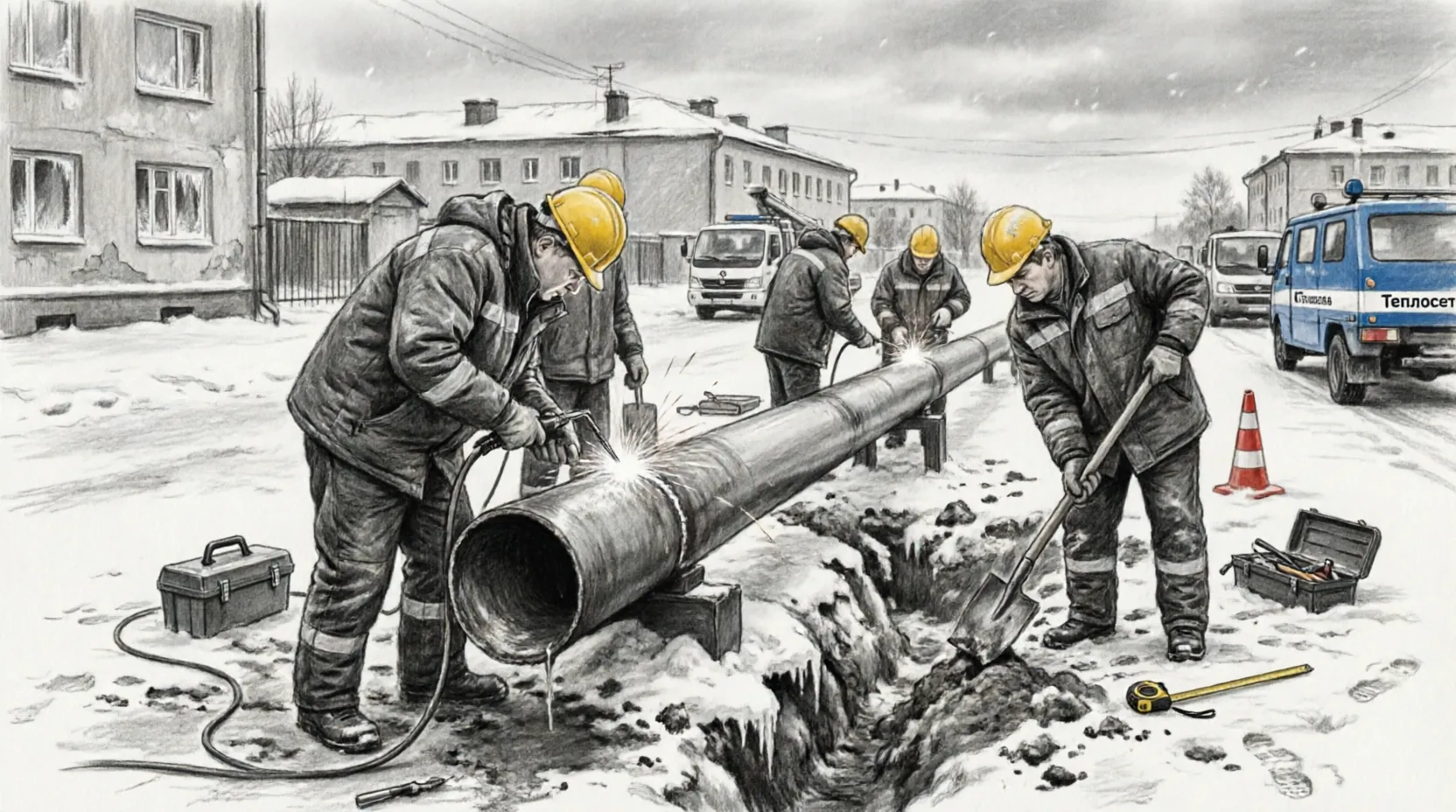 ремонт теплотрассы Тюмень рабочие