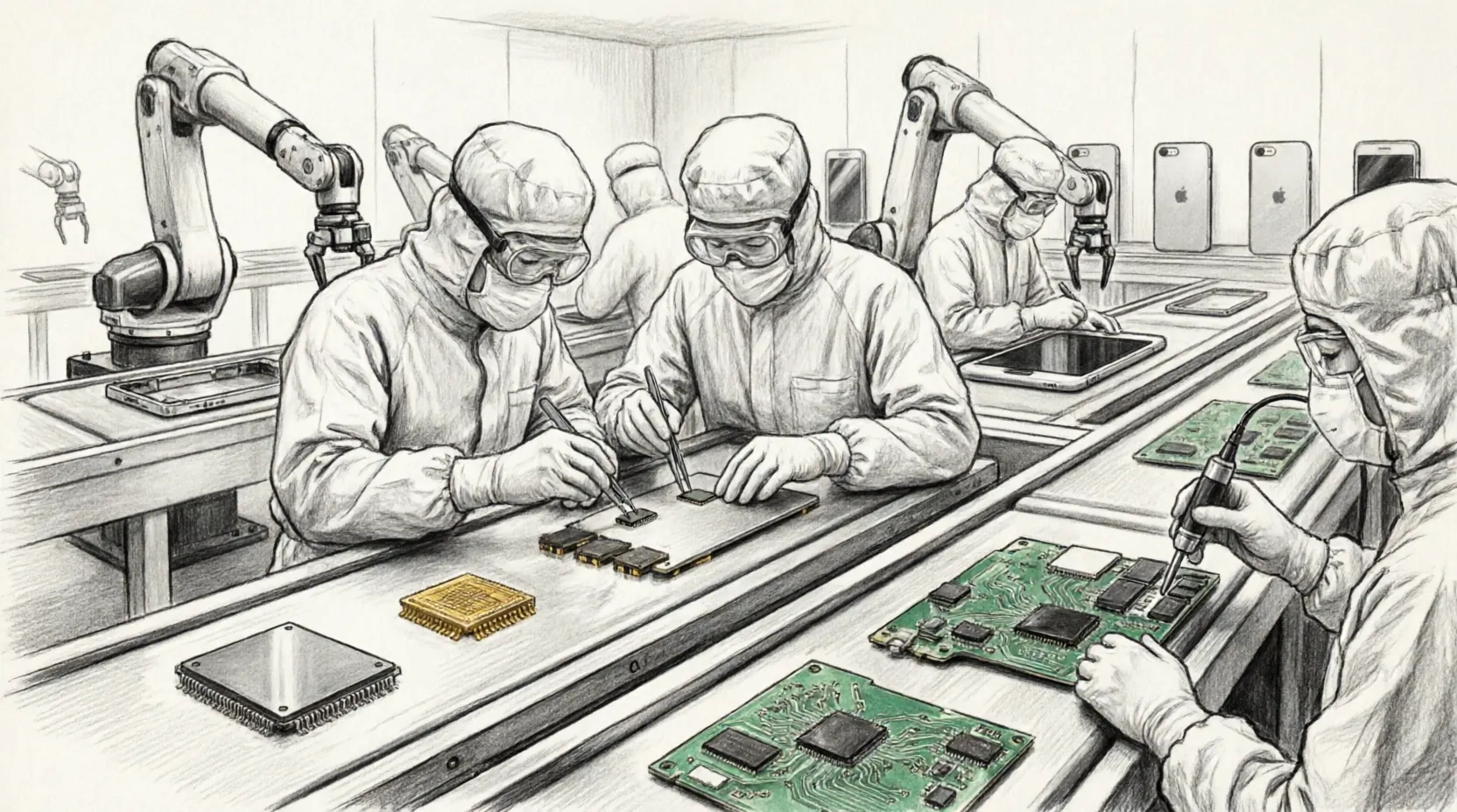 Apple iPhone production line chips memory