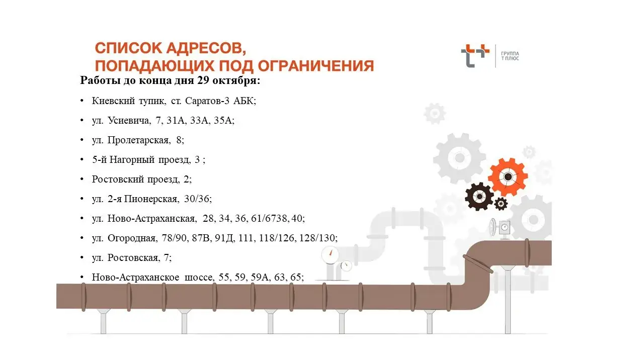 отключение воды Саратов коммунальные работы