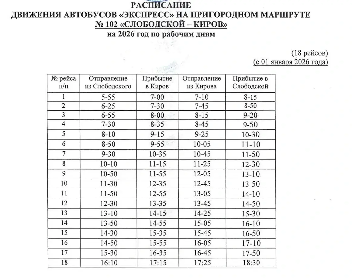 школьный автобус Киров расписание