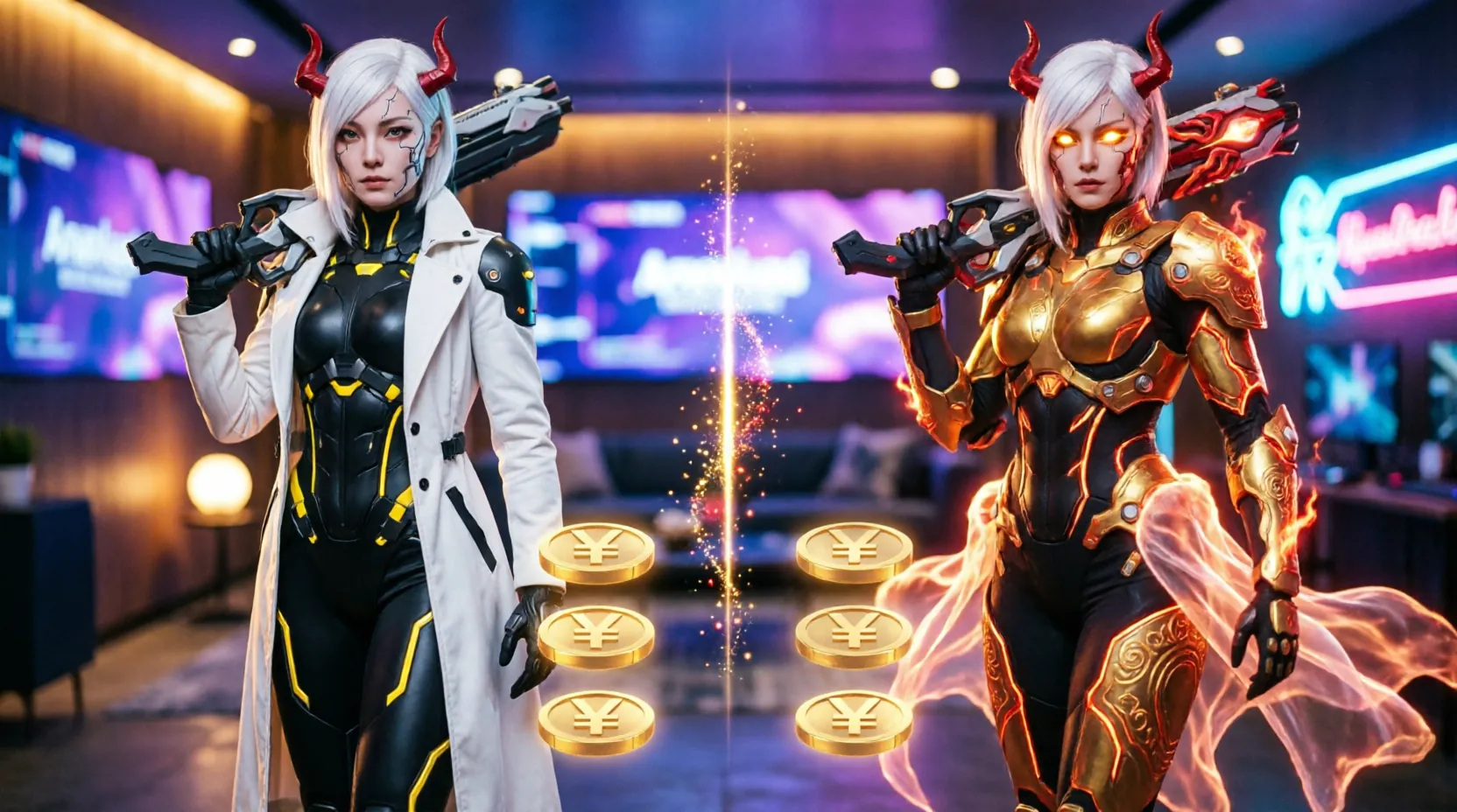 сравнение обычного и эволюционного скина Шион в интерфейсе Overwatch с ценником в юанях